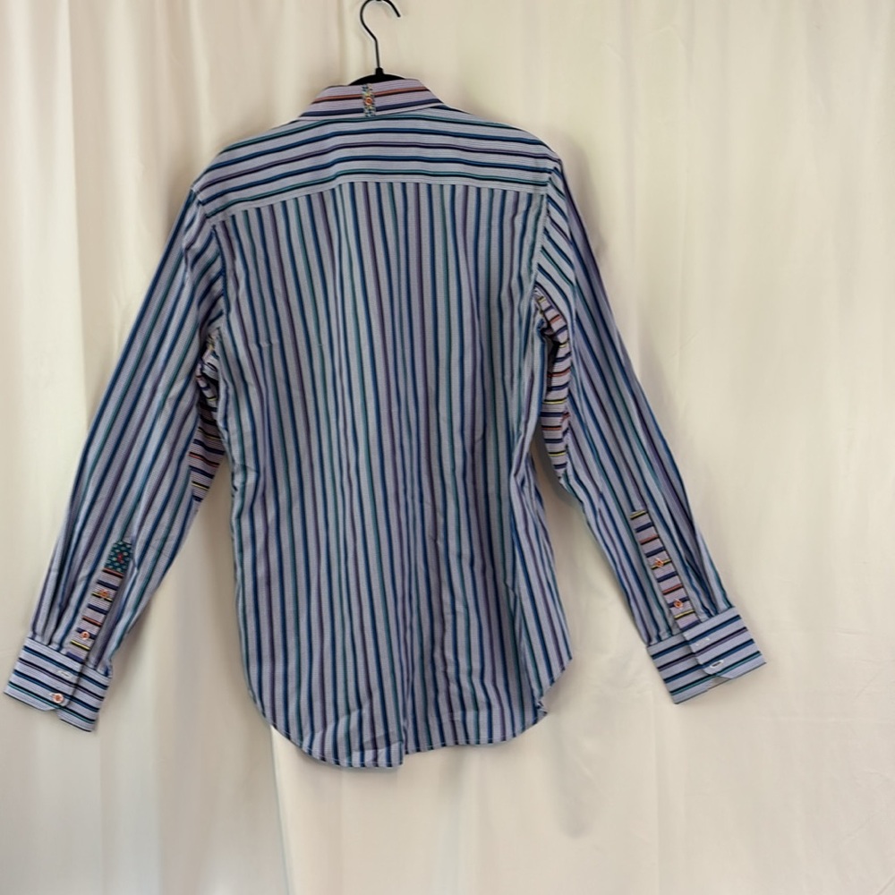 EUC Robert Graham X Collection szL Blue Striped Men's Shirt… - Picture 6 of 10
